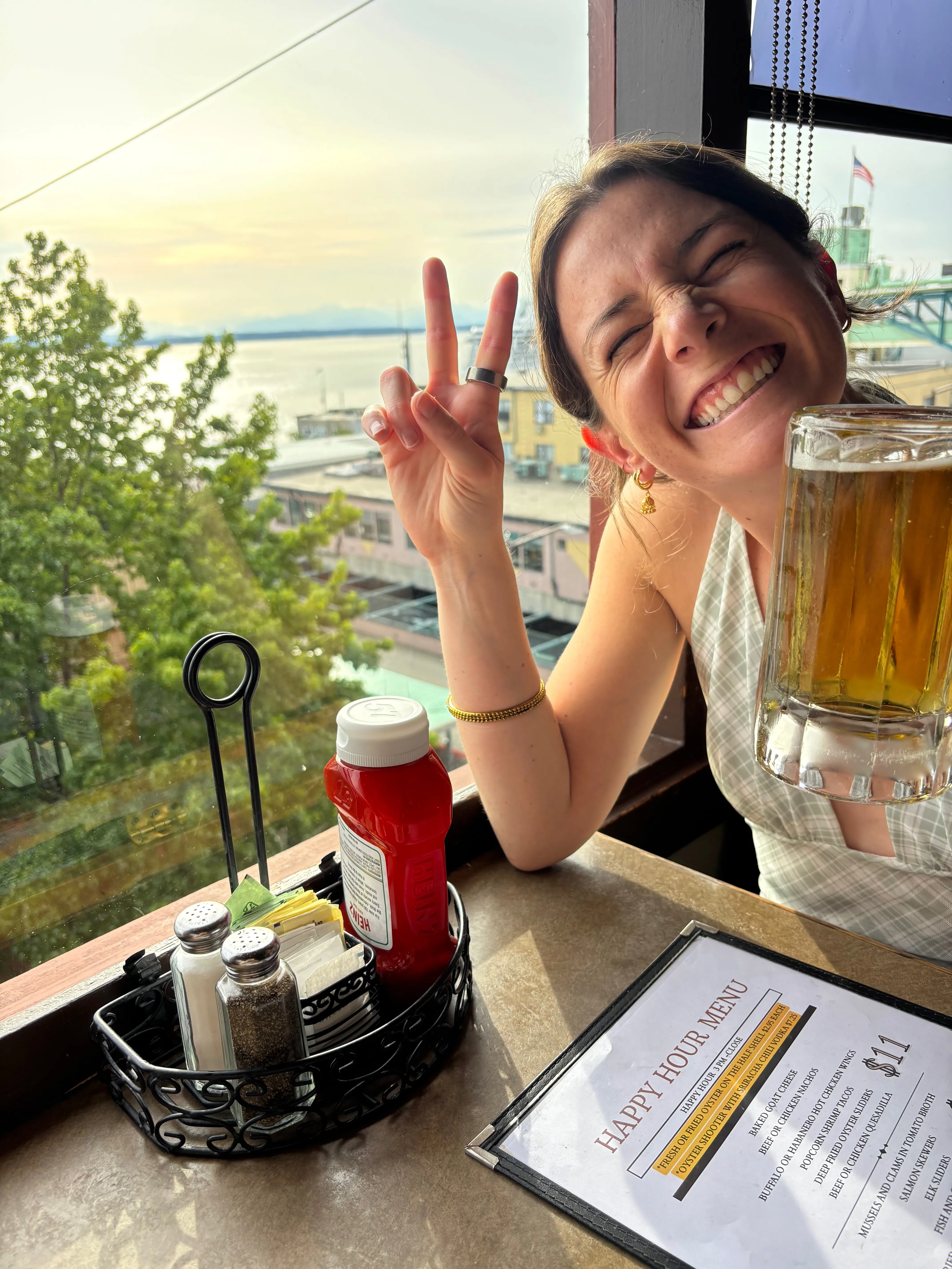 Haley with a celebratory beer